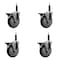 Service Caster 5'' Black Poly Swivel 3/4'' Expanding Stem Caster Set with Brake, 4PK SCC-EX20S514-PPUB-BLK-PLB-34-4 - alternate 1